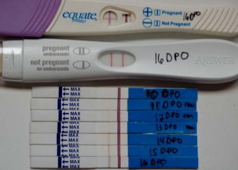 Så lad os overveje positive graviditetstest, billeder af deres dynamik, afhængigt af stigningen i graviditetsalderen